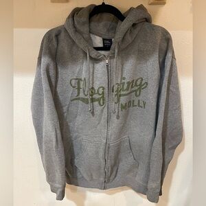Flogging Molly men’s grey zip up sweatshirt, size L
